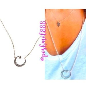 :: Stella & Dot | 🌙💫Celestial Pavé & Gold Crescent Moon+Star Necklace
